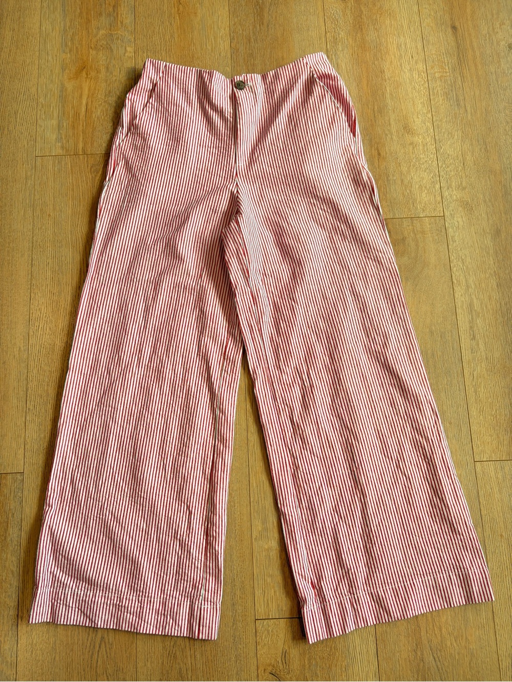 A New Day Red White Striped Wide Leg Pants Fall Stripe Trend Size 8
